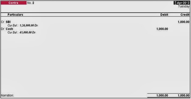 contra how entry in Contra Tally Voucher